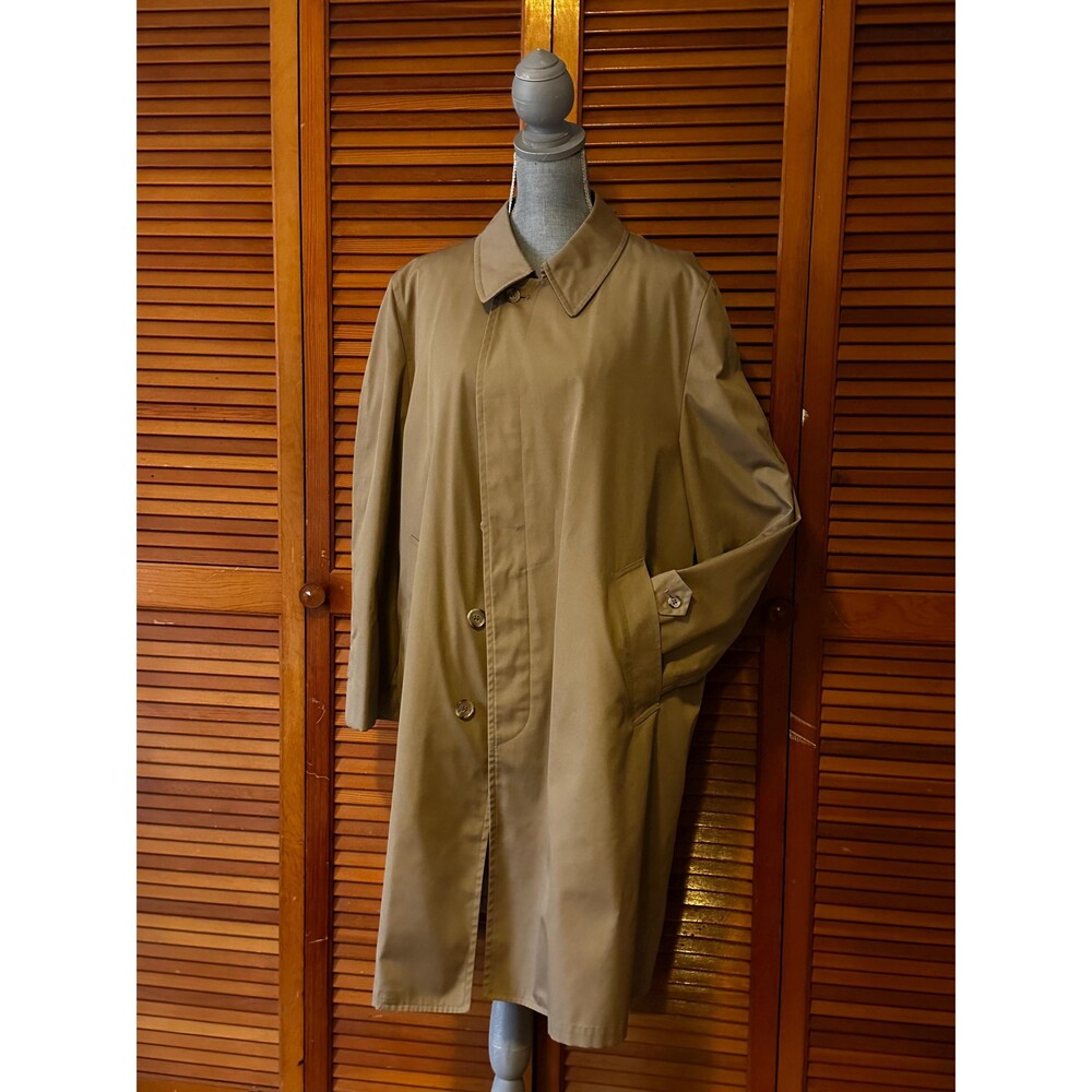 Vintage 1970s London Fog Maincoats Mens 44 Reg Faux Fur Lined Khaki Trench Coat